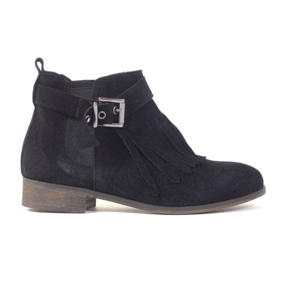 Chelsea Crew Black Label Black Suede Ankle Boot Size 5 or EU 36 Tassel Accent - Picture 5 of 9